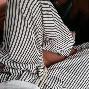 批发竖条纹阔腿裤2026夏季看扣高腰松紧慵懒遛弯裤直筒宽松设计拖