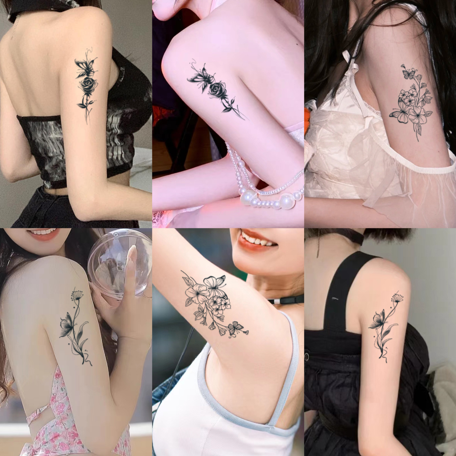 八张·性感素花草本果汁纹身贴防水女持久不反光高级感手臂锁骨
