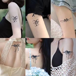 四张·唯美蝴蝶结草本纹身贴防水女持久不反光半永久高级感仿真