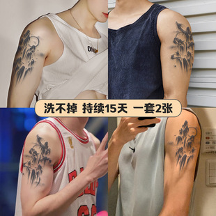 【拍一发2张】国潮水墨风草本纹身贴防水男持久潮流不反光高级感