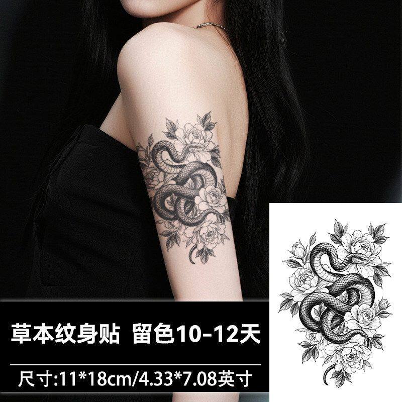 两张蛇花草本防水持久纹身贴