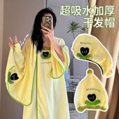 干发帽毛巾两 干女生浴裙住校宿舍吸水干 学生浴巾浴袍可穿式 速干