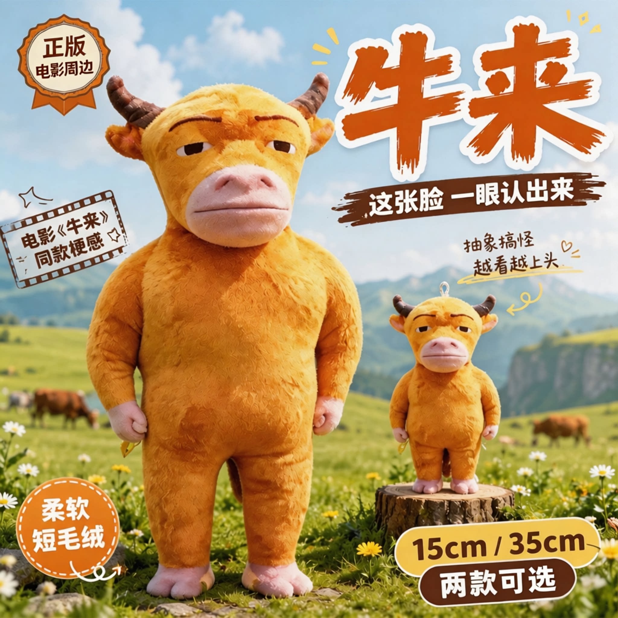 牛来玩偶电影周边抽象毛绒公仔牛妈妈趣味书包钥匙扣挂件玩具摆件图片