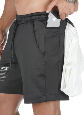 运动裤男健身短裤宽松速干网眼肌肉训练兄弟跑步夏季户外五分中裤