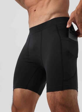 速干紧身短裤男运动高弹力跑步深蹲训练鲨鱼裤夏季冰丝健身三分裤