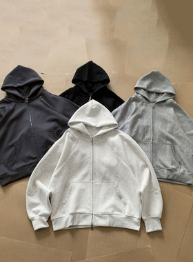 Auticup秋冬cleanfit连帽卫衣500g重磅廓形剪裁boxy版型基础纯色