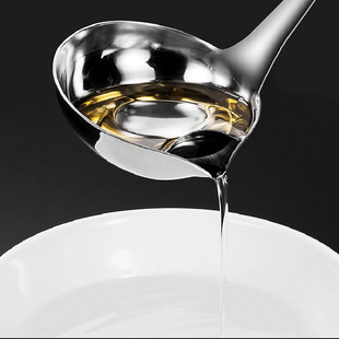 加厚304不锈钢浮油过滤勺子家用小号长柄油汤分离器 商用火锅勺大