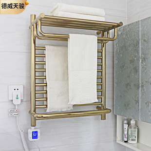 天骏电热毛巾架浴巾卫生间家用烘干碳纤维加热新款 发拉丝金色