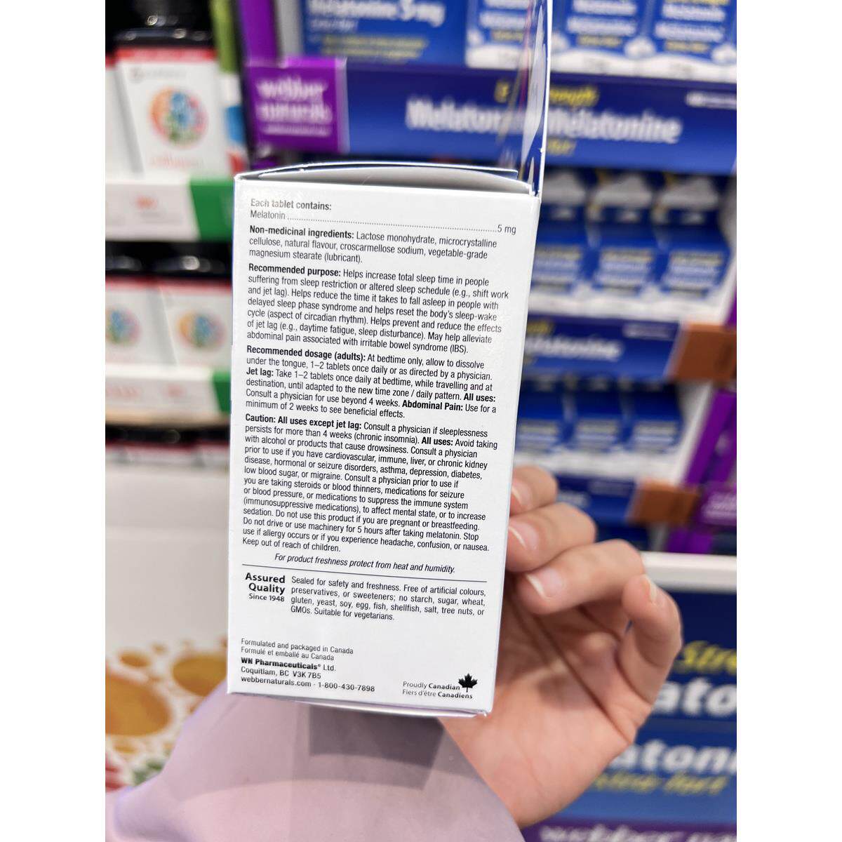 现货加拿大伟博褪黑素WeXGLlber Meatonin睡宝熬夜助睡眠40安0粒5