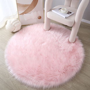 仿羊毛圆形地毯卧室梳妆台化妆椅子垫加厚长毛绒高级感衣帽间地垫