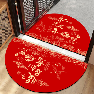 入户门地垫半圆形硅藻泥新年乔迁喜庆进门地毯玄关门口防滑踩脚垫