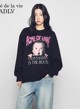 【秋冬穿搭】ADLV万圣节鬼脸圆领秋冬季黑色卫衣2025年新款男女士