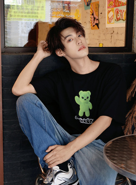 ADLV【屈柏宇同款】小熊短袖T恤25新款hoshi韩系宽松夏季体恤上衣