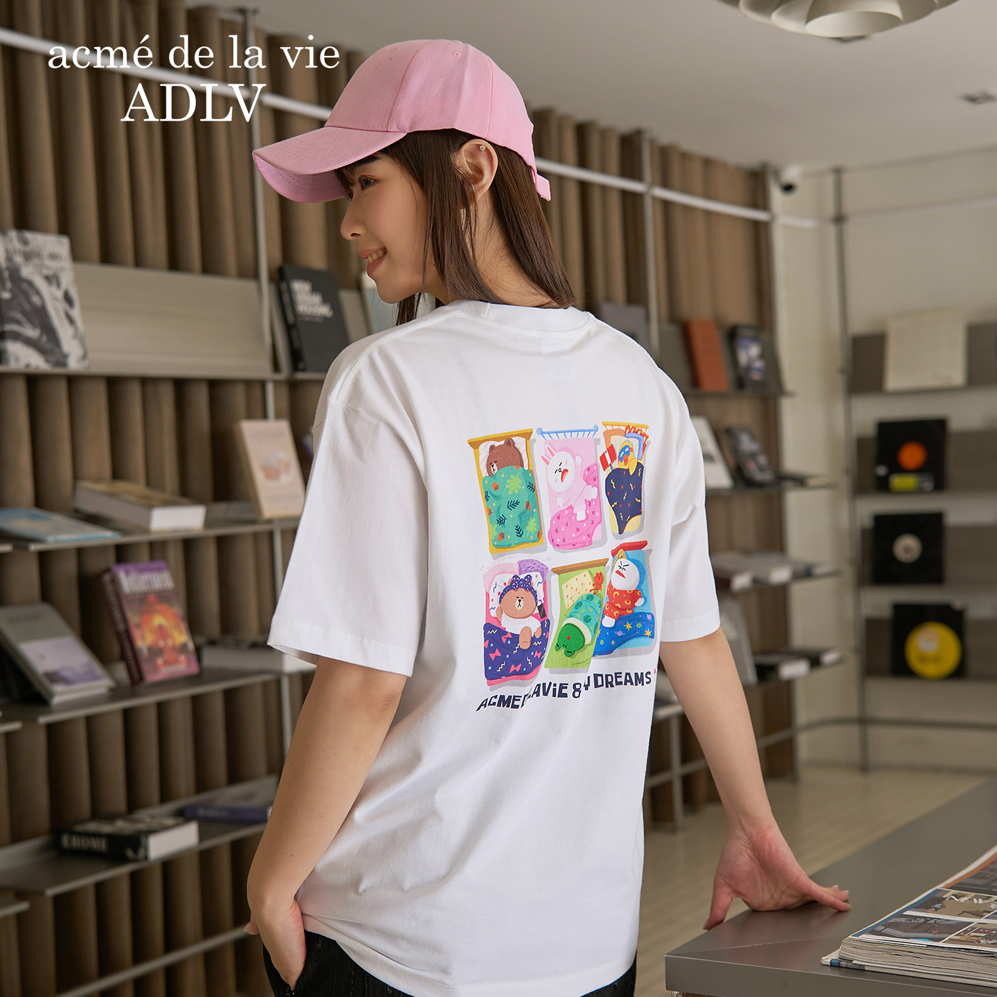 ADLV布朗熊联名26新印花短袖休闲风T恤男女夏季同款潮流上衣韩系