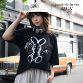 T恤2025新款 潮牌韩版 宽松短袖 ADLV独行兔外星人印花短袖 男女同款