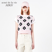 ADLV针织背心春夏款 纯棉粉色无袖 马甲上衣可爱百搭显瘦t恤可外穿