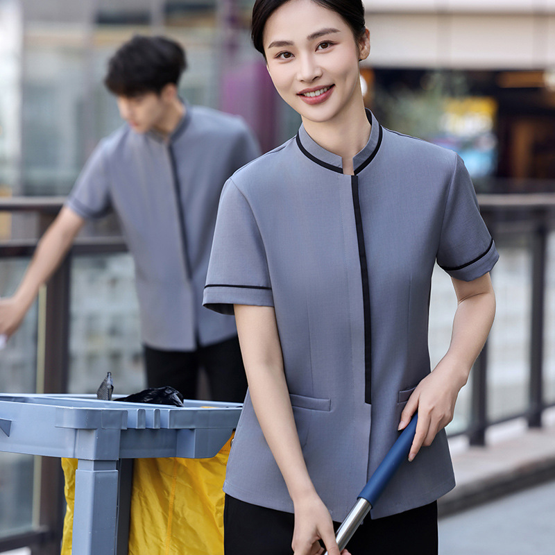 保洁工作服短袖男女夏装酒店客房家政服务员物业超市阿姨清洁工服