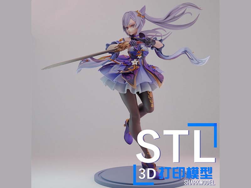 原神刻晴战斗版手办3d打印模型stl美女手办stl三维打印图纸模型