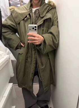 现～韩国东大门新款londonflat2025冬个性百搭宽松连帽棉服外套女