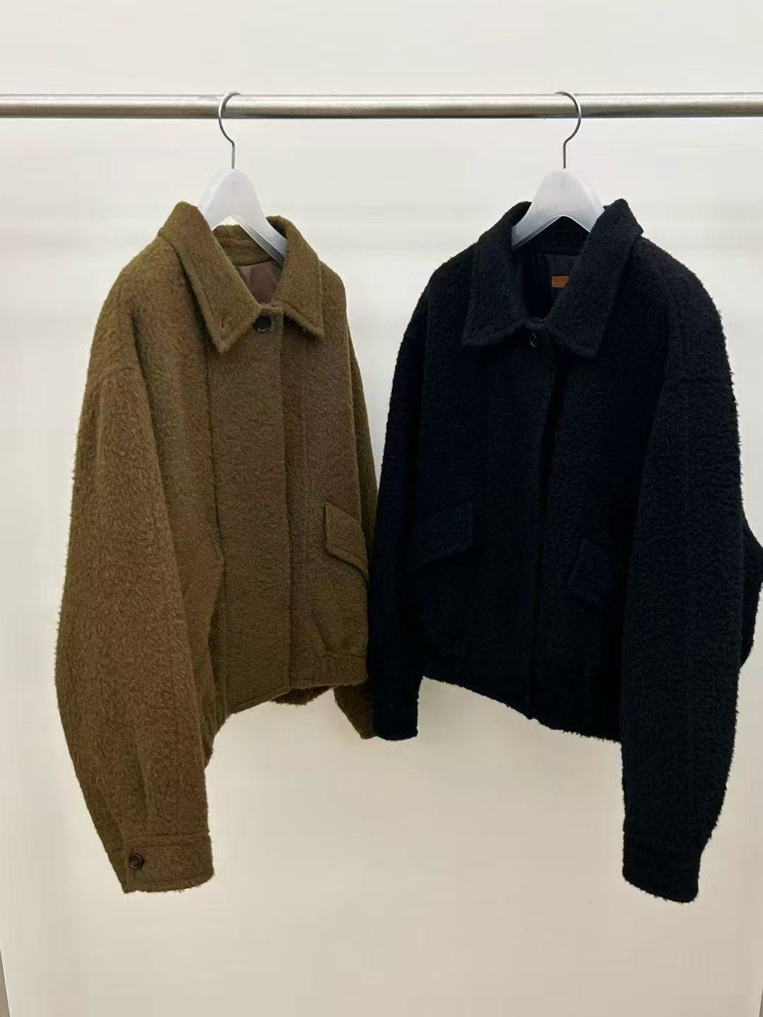 现～韩国正品新款门utre2025秋冬简约风百搭翻领宽松羊毛外套女