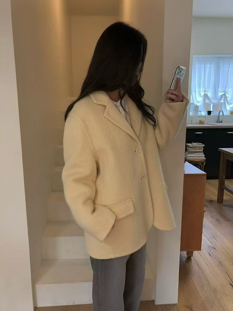 现～韩国东大门正品新款erume2025秋冬简约风百搭羊毛西装外套女