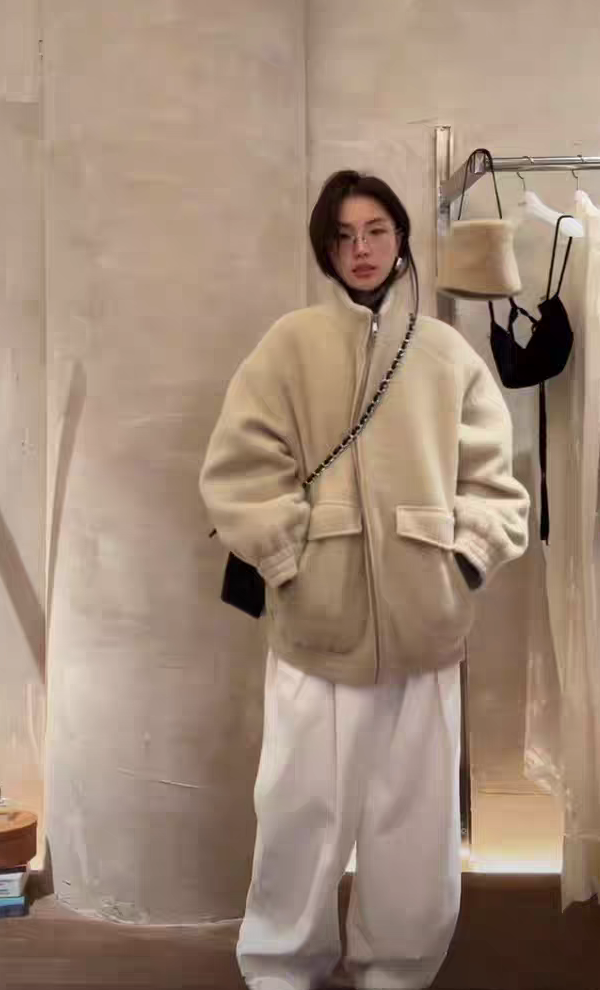 现～韩国东大门正品新款unbound秋冬向日葵同款简约百搭羊毛外套