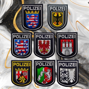 德国盾型旗帜刺绣魔术贴章狮子鹰动物徽章 POLIZEI士气章战术臂章