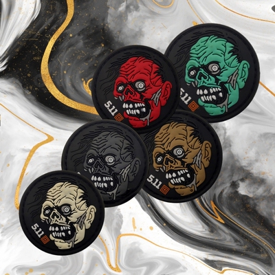 511骷髅头士气章 ZOMBIE丧尸魔术贴臂章 PVC圆形徽章战术背包贴章