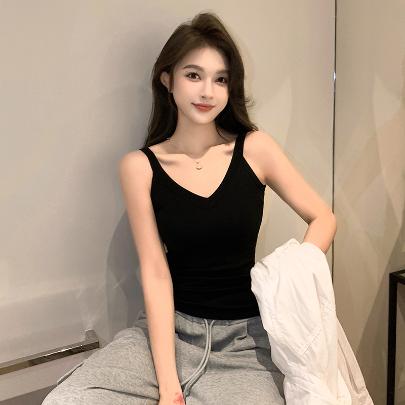 背心女内搭西装夏季打底衫美背外穿黑色无袖遮副乳长款小吊带上衣