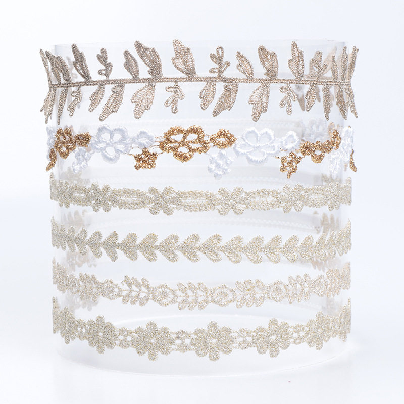 新款3-15月女宝公主金色发带 儿童发箍蕾丝花朵头带婴儿弹力发带