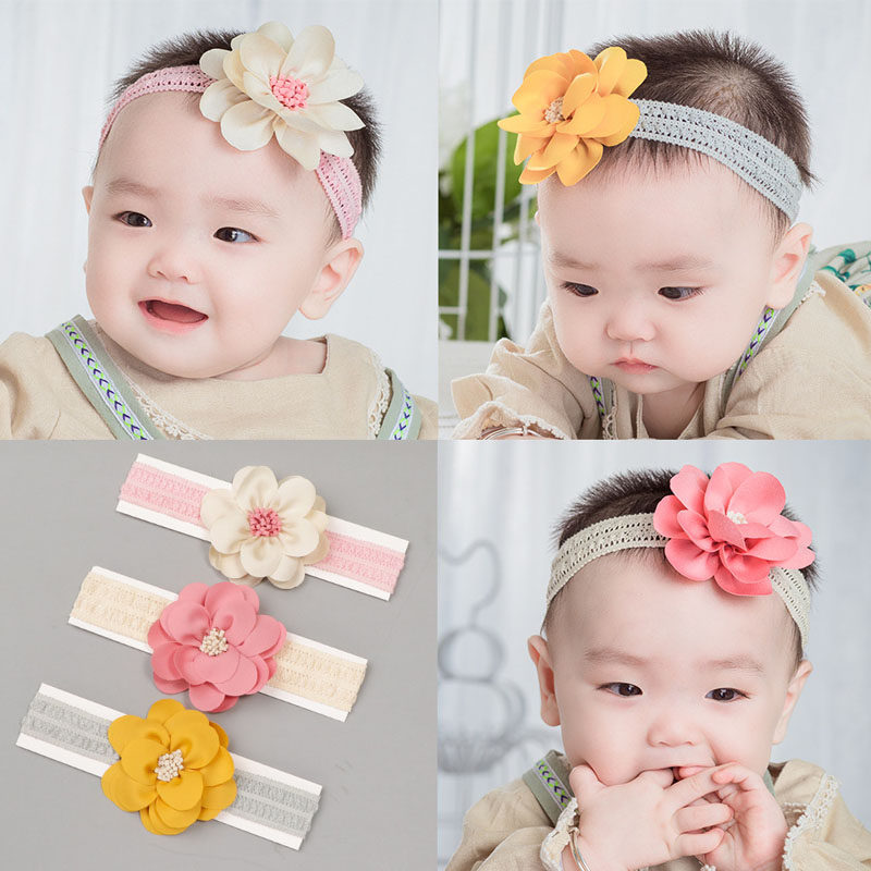 秋冬女婴儿发带棉麻弹力儿童发箍宝宝头带立体蝴蝶结发饰公主头饰