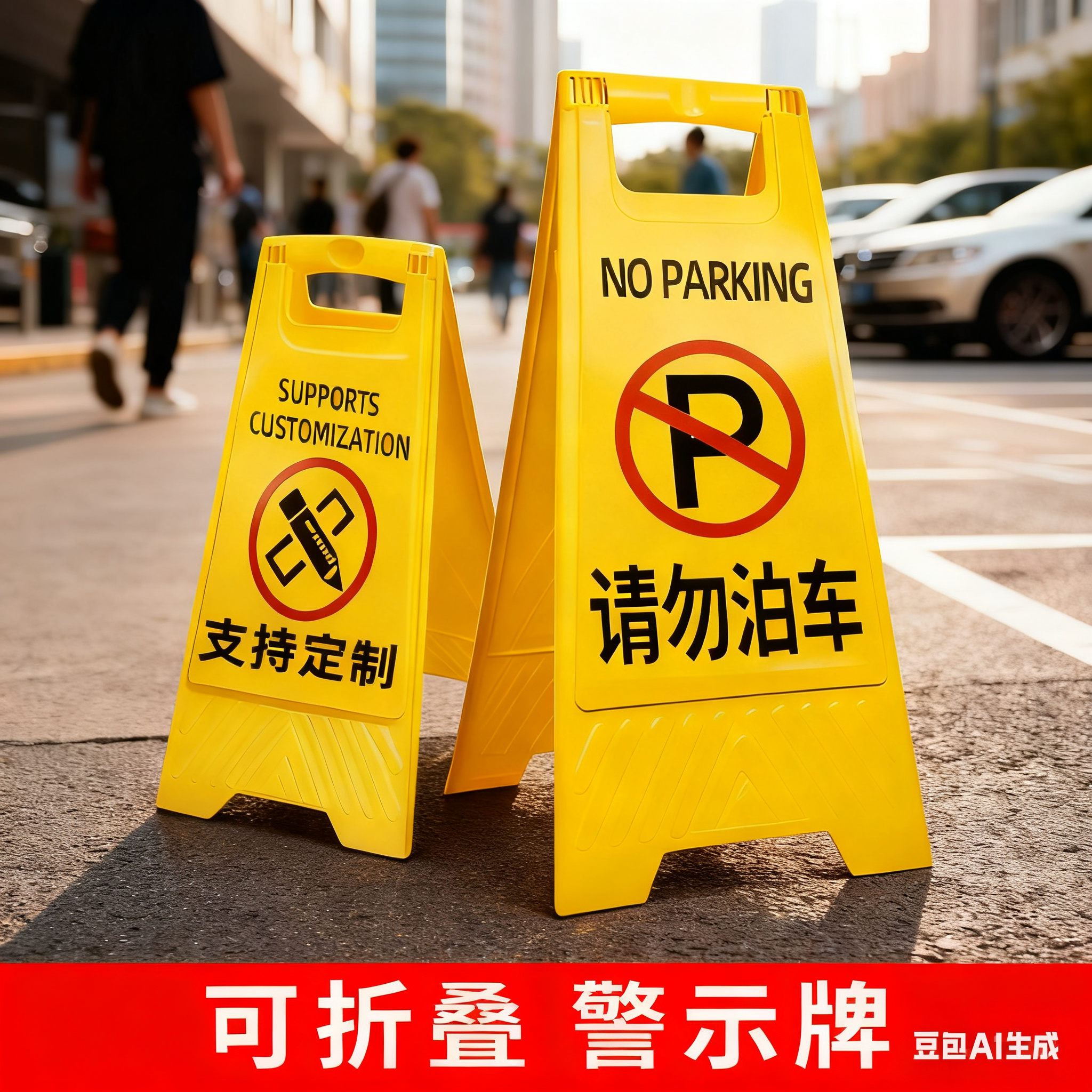 a字牌禁止停车请勿泊车小心地滑折叠警示牌安全标识牌定制提示牌