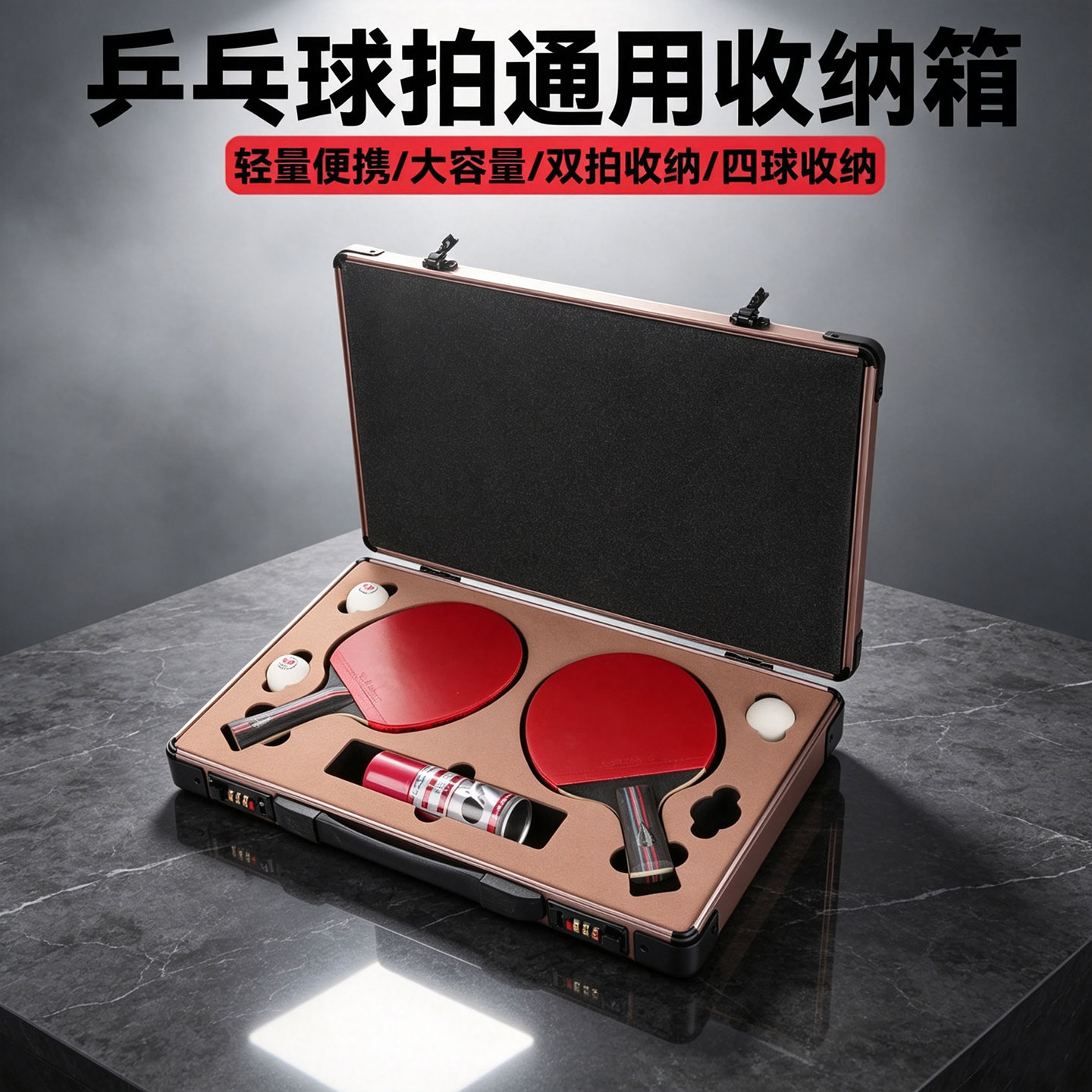 手提式铝合金乒乓球拍包拍盒便携式拍套保护箱收纳盒专业款拍套图片