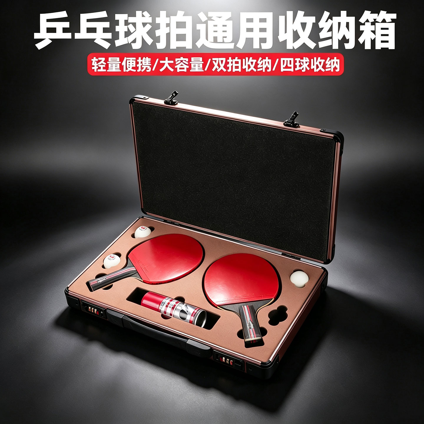 手提式铝合金乒乓球拍包拍盒便携式拍套保护箱收纳盒专业款拍套图片