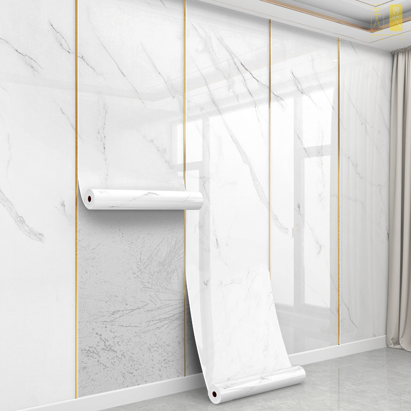 彷大理石纹瓷砖铝塑板防水墙贴电视背景墙面贴纸强粘壁纸自粘家用