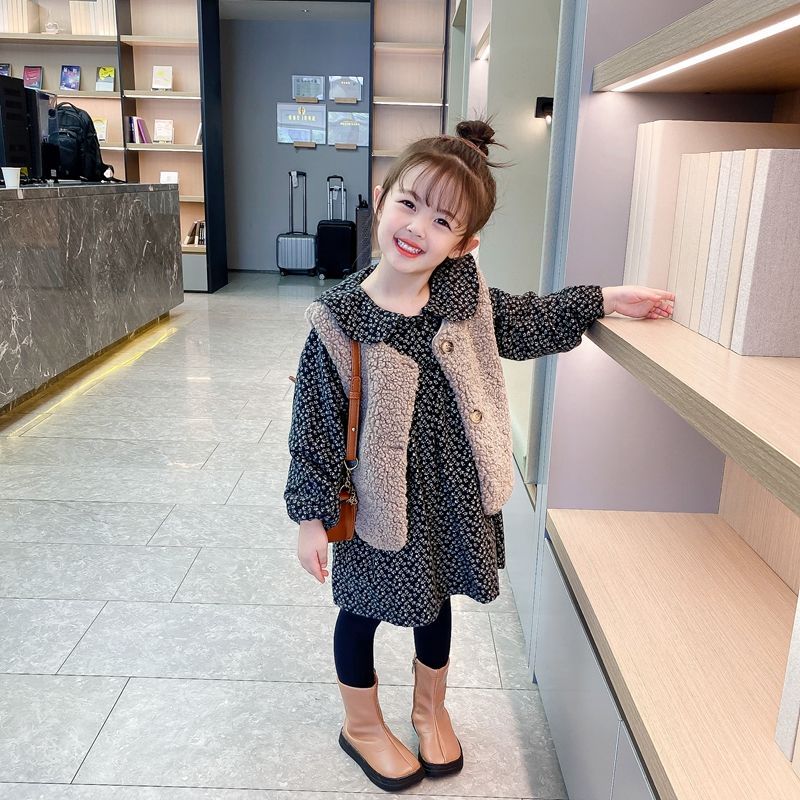 女童加绒连衣裙套装洋气