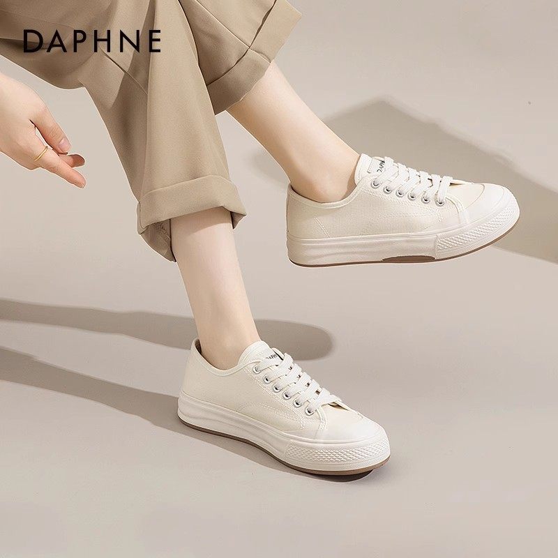 达芙妮帆布鞋女款2025秋冬新款超火配裙子休闲薄款平底透气爆鞋子,女鞋,帆布鞋,淘宝优惠券,粉丝福利购,淘宝优惠卷