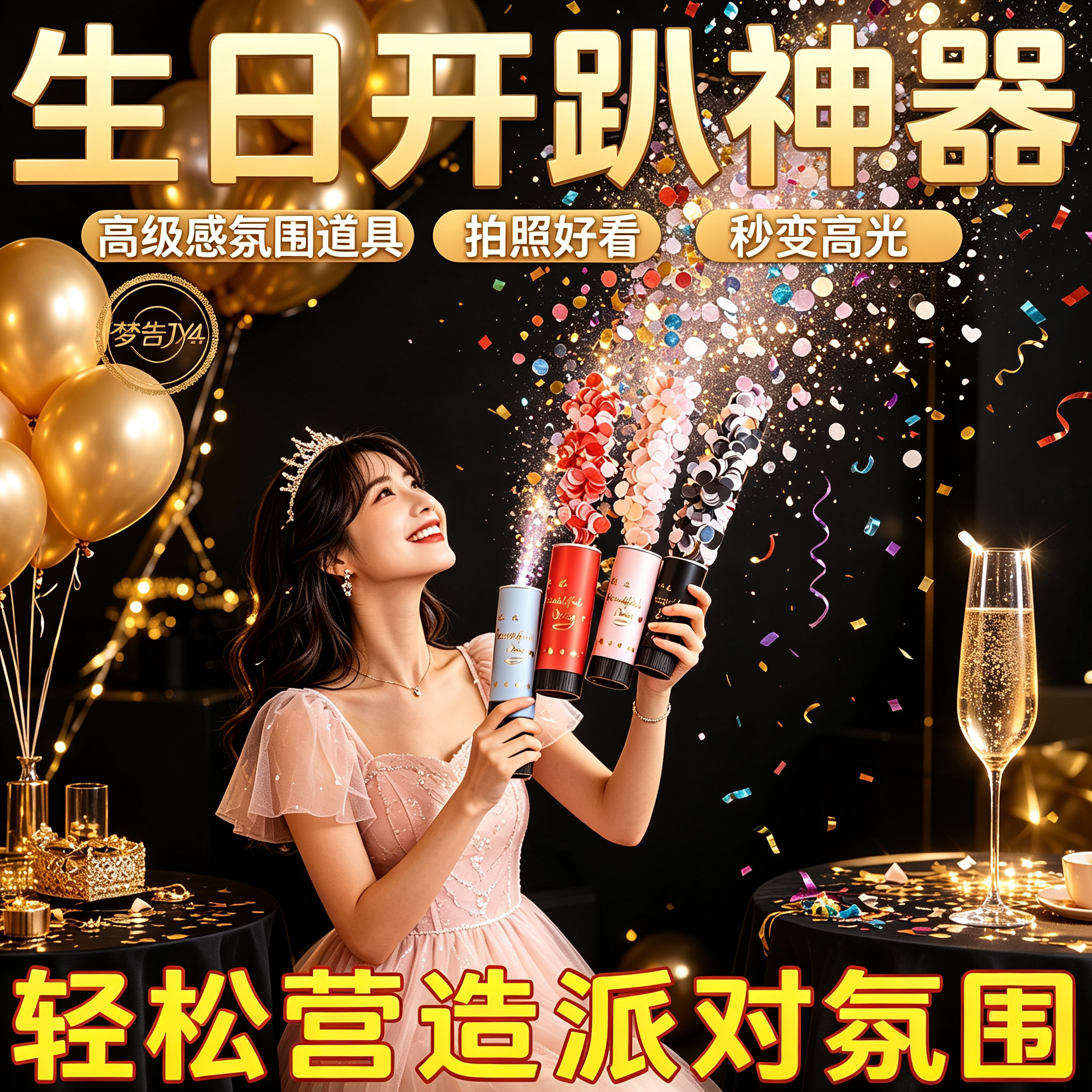 婚庆用品结婚礼炮婚礼开业乔迁花瓣直播间派对彩带喷花手持礼花图片