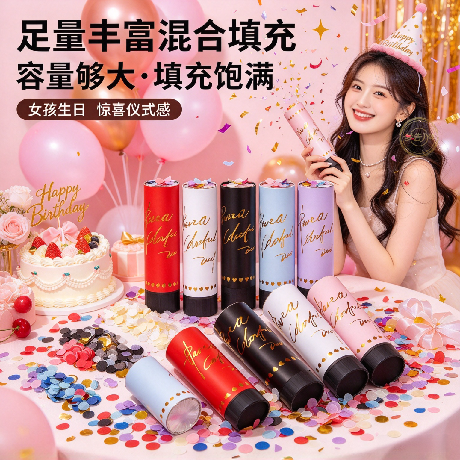 批发马卡龙手持小礼炮礼花筒新年喜庆结婚派对毕业礼炮仪式感生日