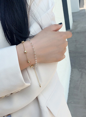 韩系少女甜美金属爱心双层链条手链时尚ins冷淡风闺蜜手饰ins风