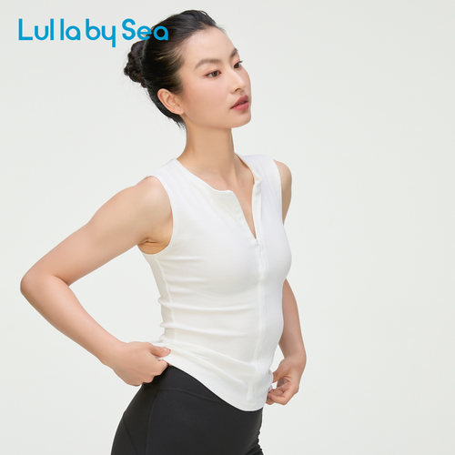 运动T恤半拉链遮副乳无袖背心