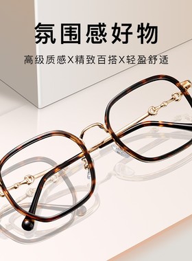 网红多边形全框合金复古扣金胶镜架眼镜架超轻近视眼镜框女18055F