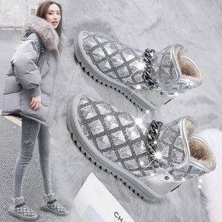 爆款时尚雪地靴女2022年冬季新款加绒加厚亮片保暖雪地棉鞋子洋气