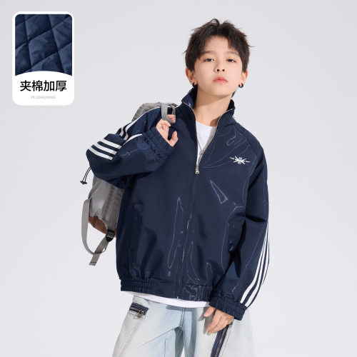 男童冬装镜面反光加厚棒球棉服
