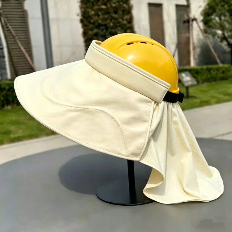 安全帽防晒遮阳罩护颈一体遮阳帽女夏季户外防紫外线空顶帽子新款