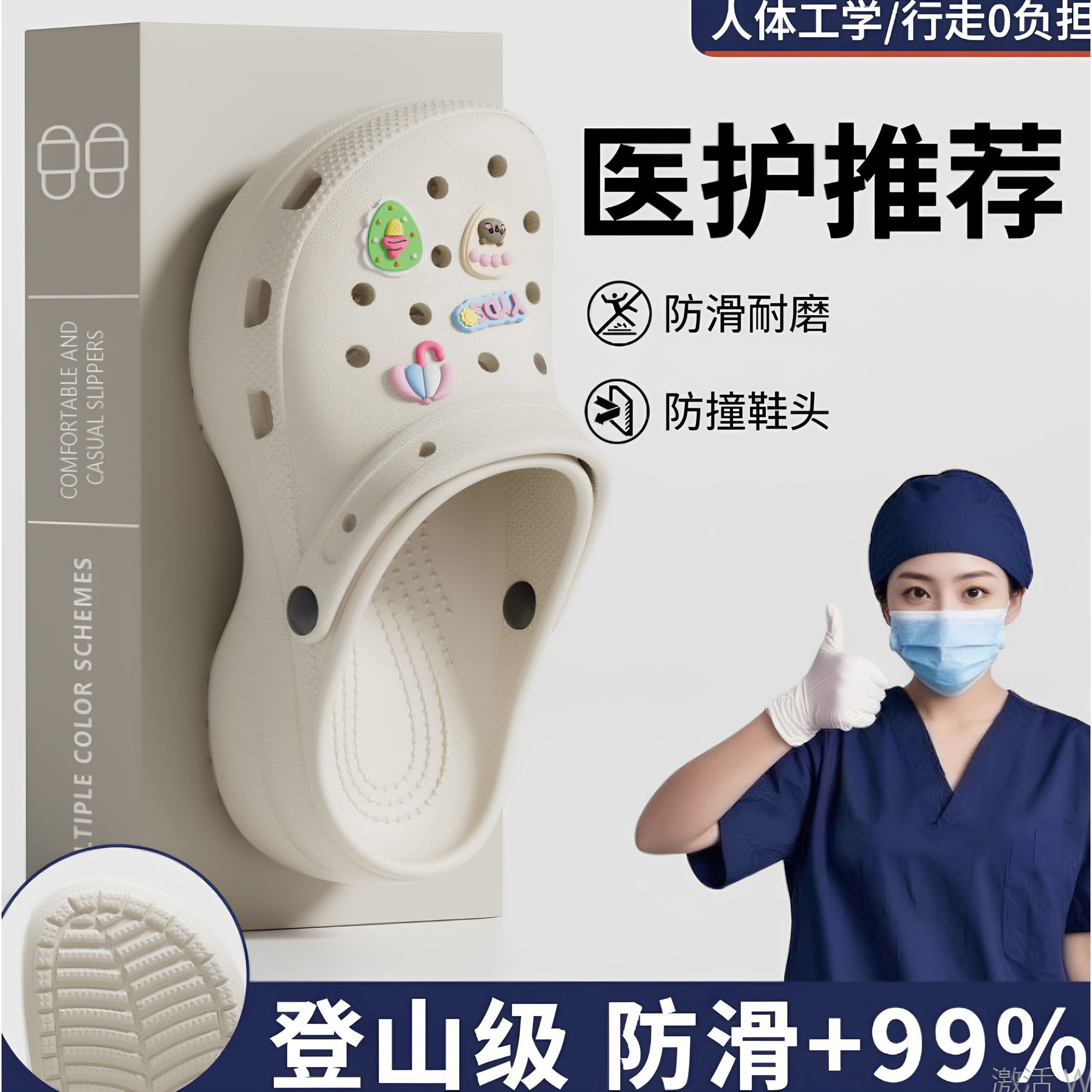 手术室专用云朵洞洞鞋女2026新款夏季外穿包头防滑厚底医护凉拖鞋
