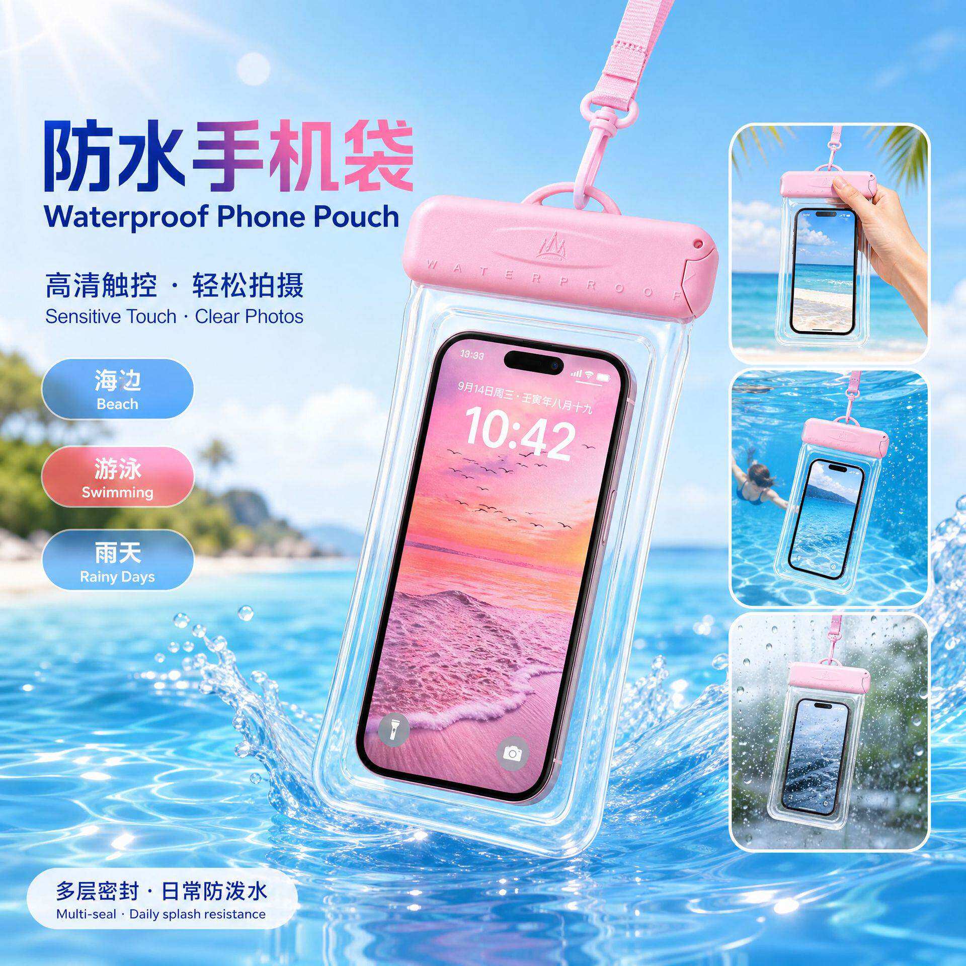 手机防水袋可触控屏幕水下拍照防水套游泳海边专用保护袋漂流水上