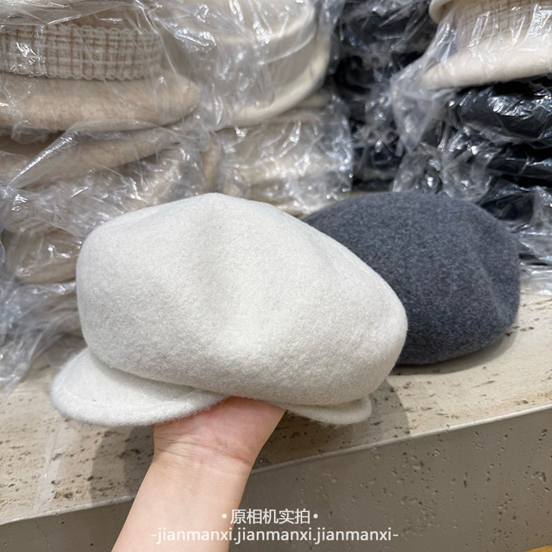 2025秋冬双檐百搭纯色羊毛毛呢贝雷帽女休闲百搭时尚蓓蕾画家帽