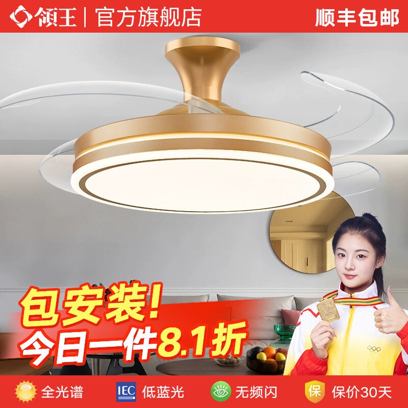 领王2025年新款风扇灯餐厅客厅卧一体的吊扇灯创意灯室吸顶带电扇
