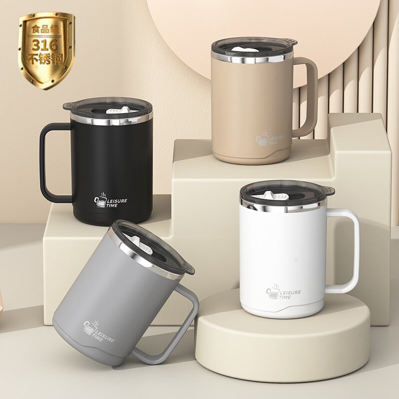 马克杯316不锈钢防摔带盖办公室泡茶咖啡杯高颜值男女家用喝水杯